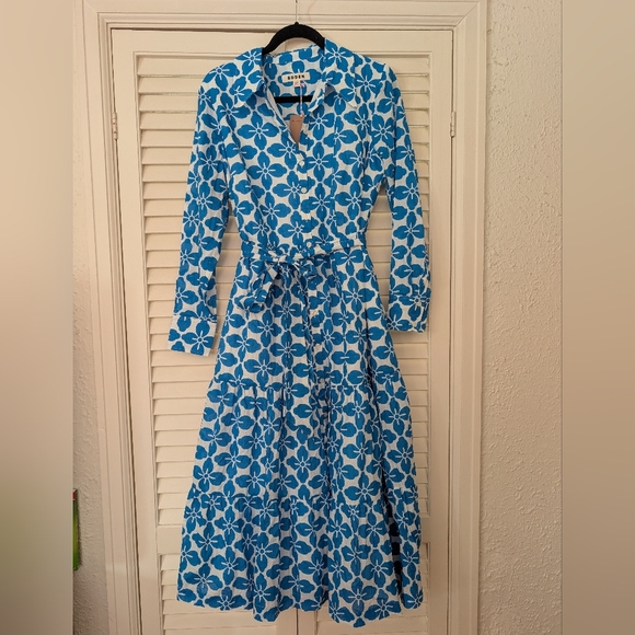 Boden Dresses & Skirts - NWT Boden Paisley Tiered Shirt Dress - Indigo Floral Tile Pattern
